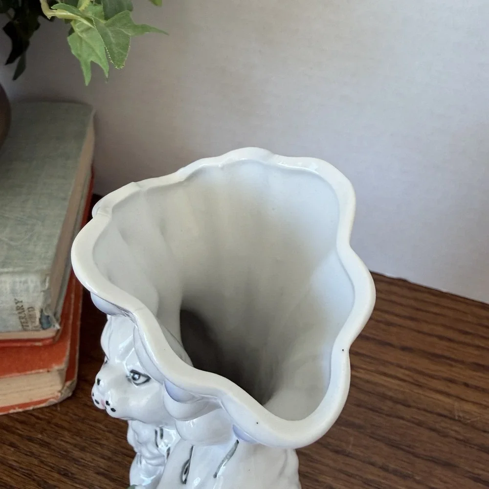 Vintage Sophia Ann Porcelain Double Cat Vase 7